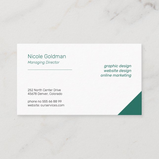 Carte De Visite Professionnel simple élégant entreprise vert clair (Devant)