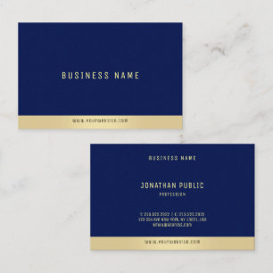Carte De Visite Professionnel Simple Elegant Gold & Blue Euro Size