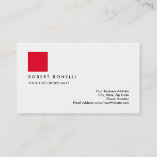 Carte De Visite Professionnel Simple Exclusif Moderne Rouge Blanc