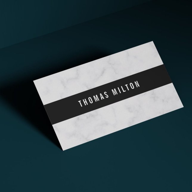 Carte De Visite Professionnel Simple Faux Marbre Noir Bande (Créateur téléchargé)