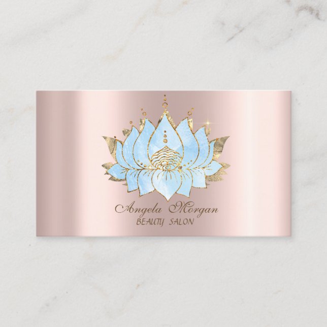 Carte De Visite Professionnel Simple Gold Blue Lotus Rose Gold (Devant)