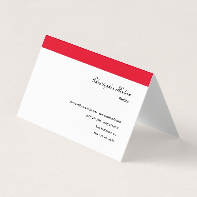 Carte De Visite Professionnel Simple Immobilier simple Rouge Blanc (Devant)