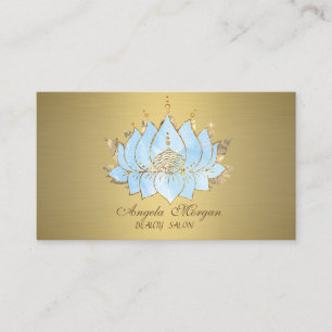 Carte De Visite Professionnel Simple Lotus Bleu Or