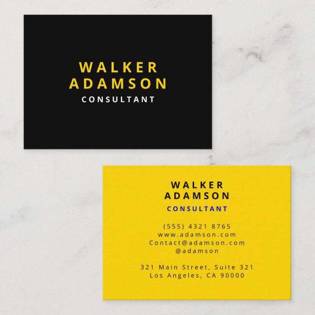 Carte De Visite Professionnel Simple Luxe Or & Noir (Devant / Derrière)