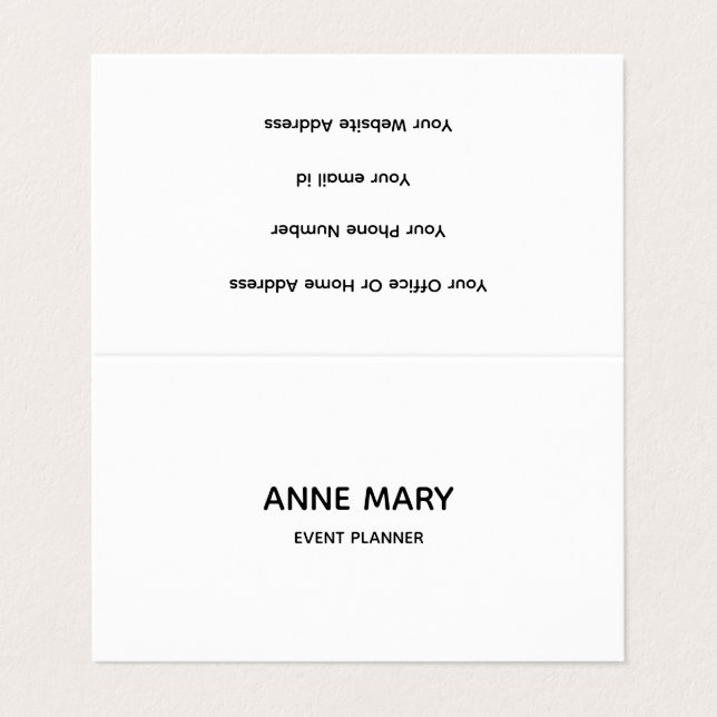 Carte De Visite Professionnel Simple Minimal noir blanc moderne (Extérieur déplié)