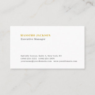 Carte De Visite Professionnel simple minimaliste moderne or blanc