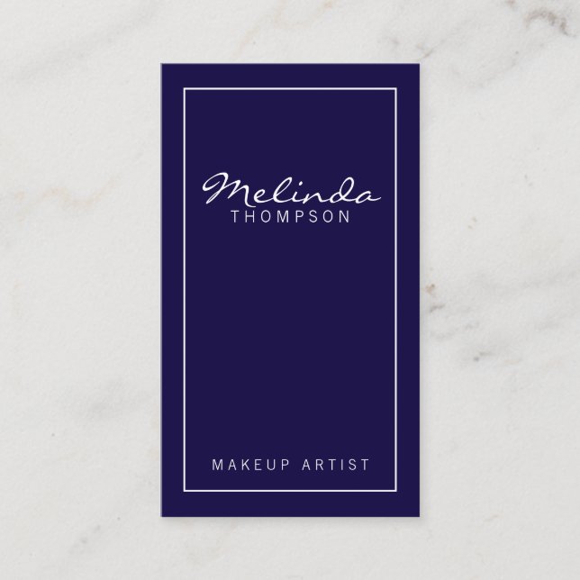 Carte De Visite Professionnel Simple Moderne Marine Bleu et Blanc (Devant)