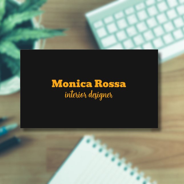 Carte De Visite Professionnel Simple Moderne Neon Orange Noir (Créateur téléchargé)