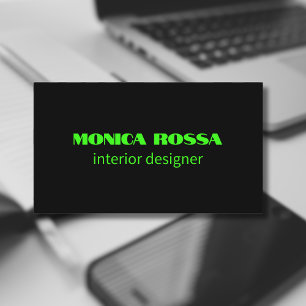 Carte De Visite Professionnel Simple Moderne Neon Vert Noir