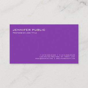Carte De Visite Professionnel Simple Plain Moderne Élégant Violet