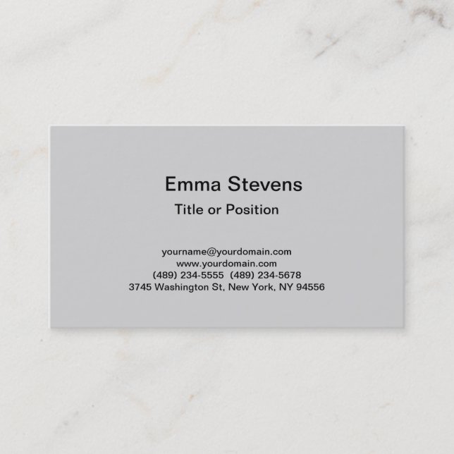 Carte De Visite Professionnel Simple Plat Moderne Design Gris (Devant)