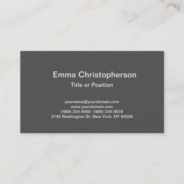 Carte De Visite Professionnel Simple Plat Moderne Design Gris (Devant)