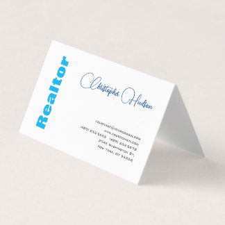 Carte De Visite Professionnel Simple Réaliseur Immobilier Bleu Bla