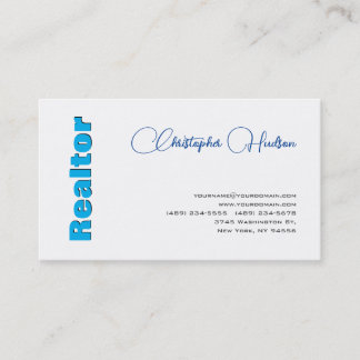 Carte De Visite Professionnel Simple Réaliseur Immobilier Bleu Bla