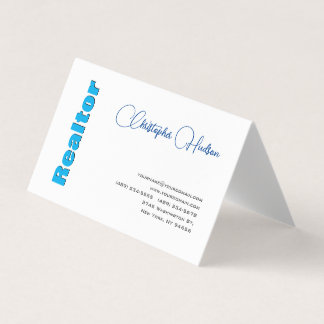 Carte De Visite Professionnel Simple Réaliseur Immobilier Bleu Bla