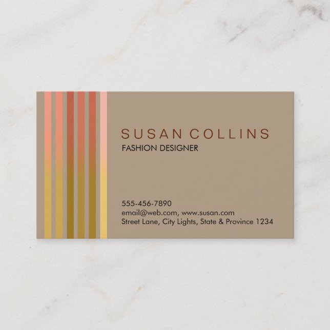 Carte De Visite Professionnel Simple Simple Striped Élégant Modern (Devant)