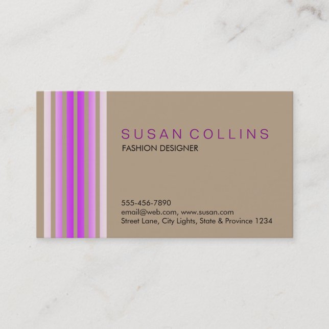 Carte De Visite Professionnel Simple Simple Striped Élégant Modern (Devant)