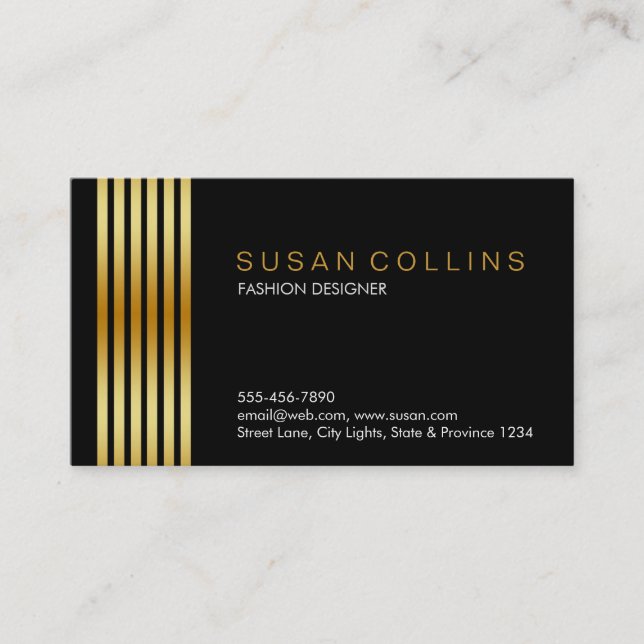 Carte De Visite Professionnel Simple Simple Striped Élégant Modern (Devant)