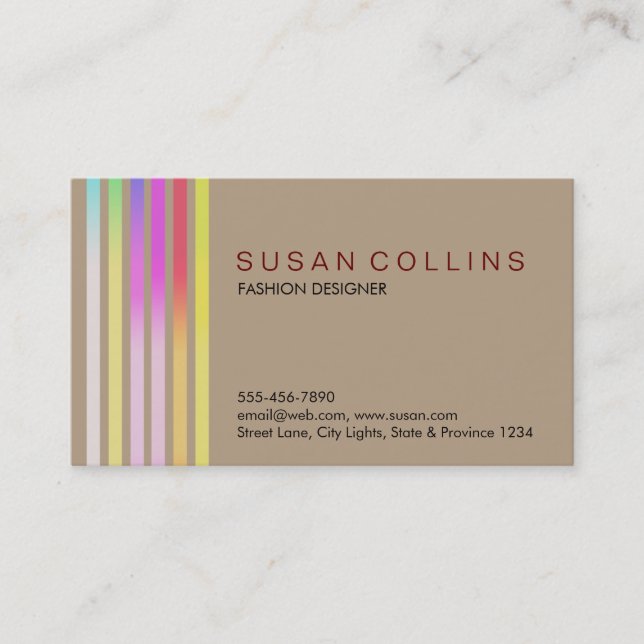 Carte De Visite Professionnel Simple Simple Striped Élégant Modern (Devant)