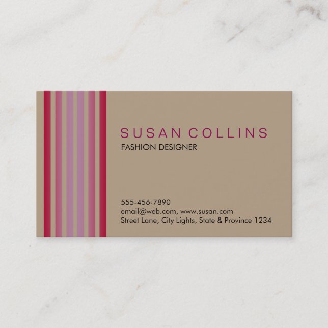 Carte De Visite Professionnel Simple Simple Striped Élégant Modern (Devant)
