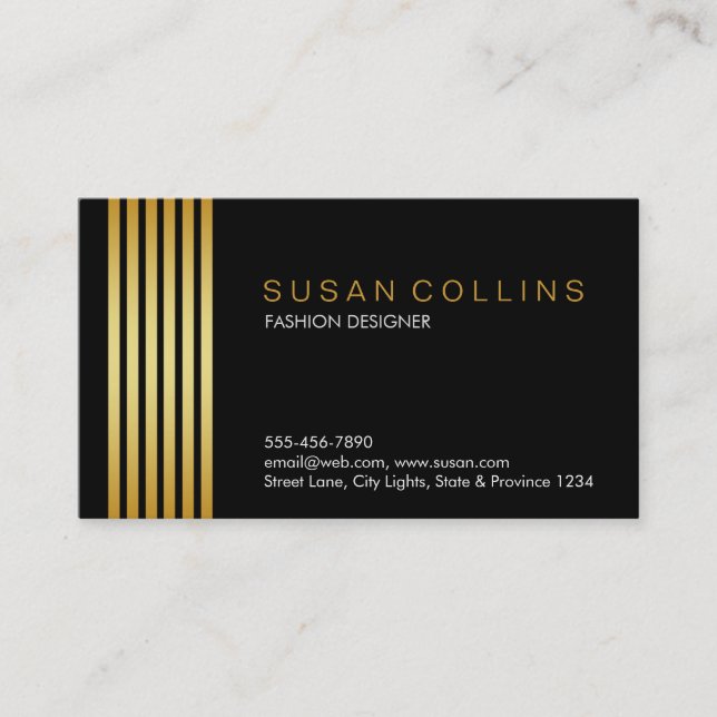 Carte De Visite Professionnel Simple Simple Striped Élégant Modern (Devant)