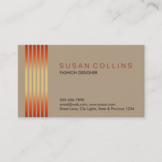 Carte De Visite Professionnel Simple Simple Striped Élégant Modern (Devant)
