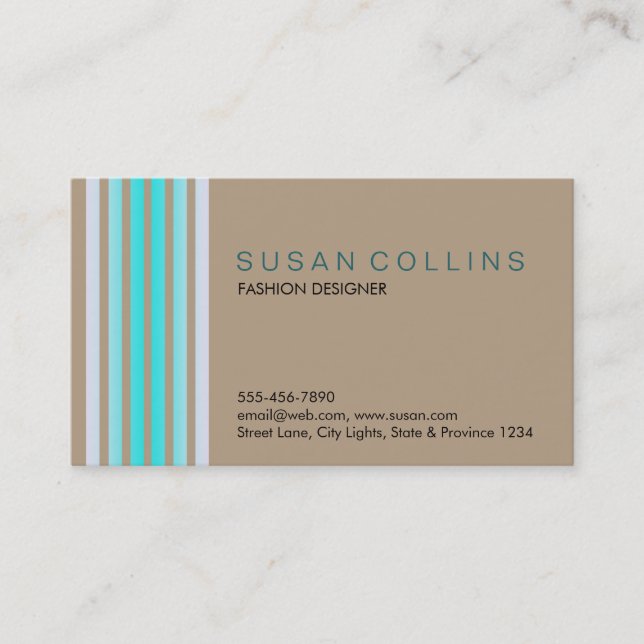 Carte De Visite Professionnel Simple Simple Striped Élégant Modern (Devant)