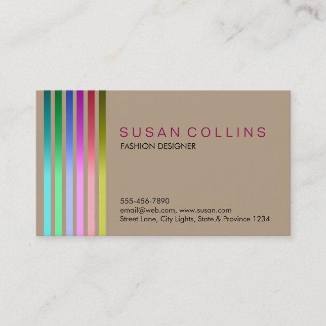 Carte De Visite Professionnel Simple Simple Striped Élégant Modern (Devant)