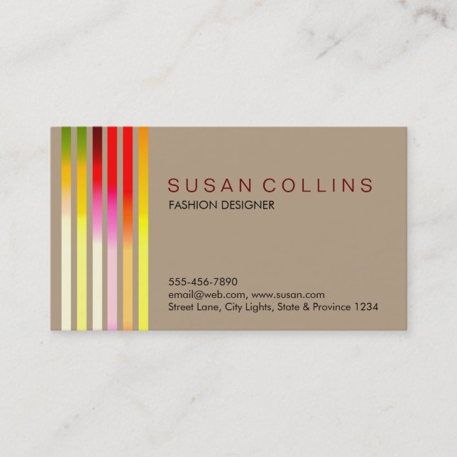 Carte De Visite Professionnel Simple Simple Striped Élégant Modern (Devant)