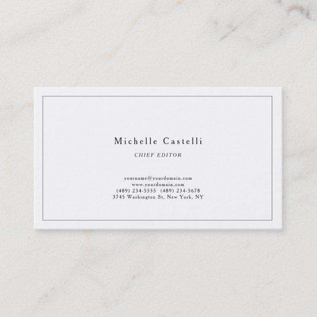 Carte De Visite Professionnel Unique Classique Noir Blanc (Devant)