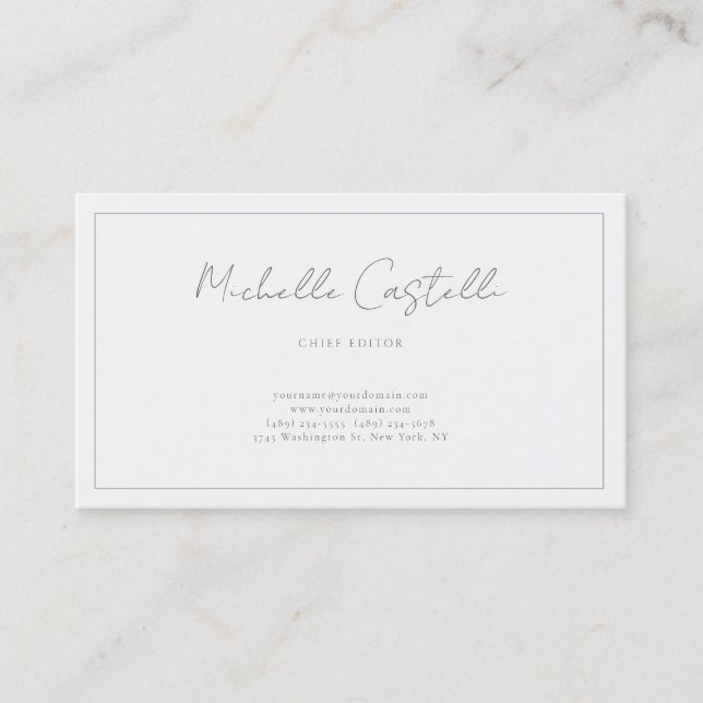 Carte De Visite Professionnel Unique Classique Noir Blanc (Devant)