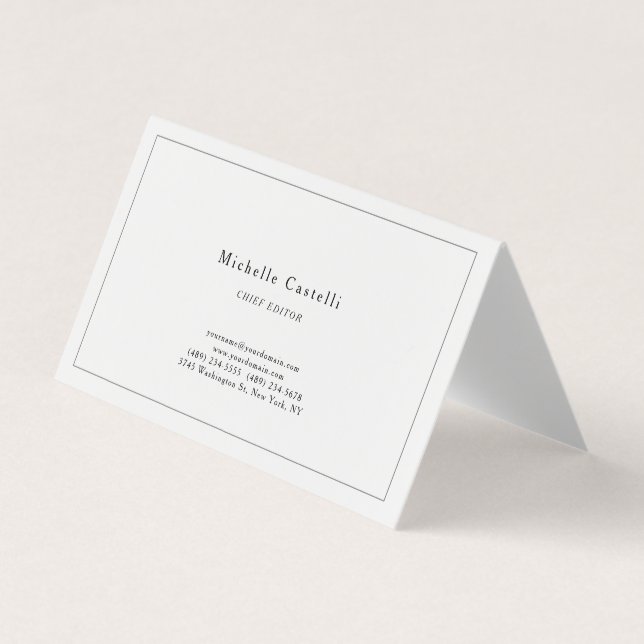 Carte De Visite Professionnel Unique Classique Noir Blanc (Devant)