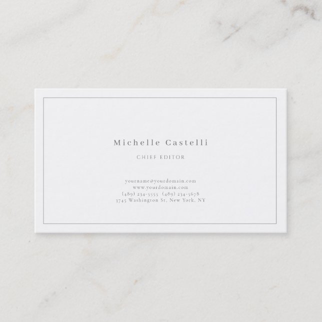 Carte De Visite Professionnel Unique Classique Noir Blanc (Devant)