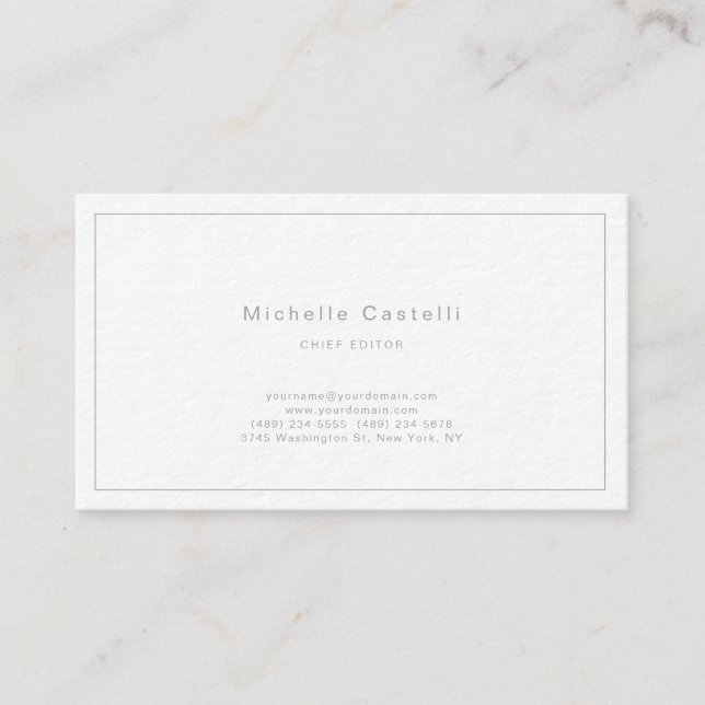 Carte De Visite Professionnel Unique Classique Noir Blanc (Devant)