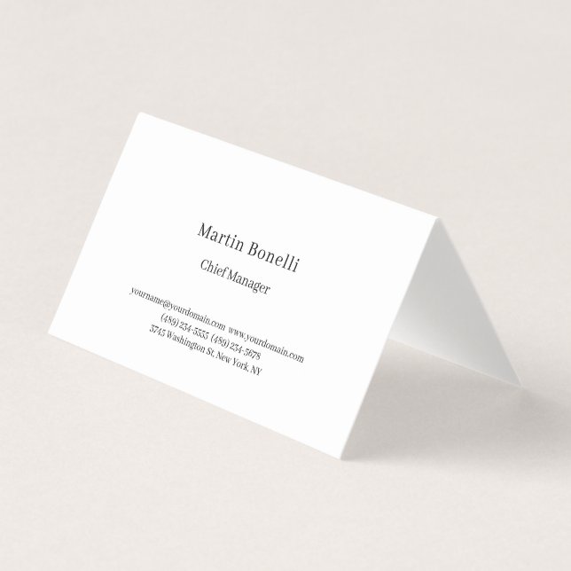 Carte De Visite Professionnel Unique Classique Simple Blanc (Devant)