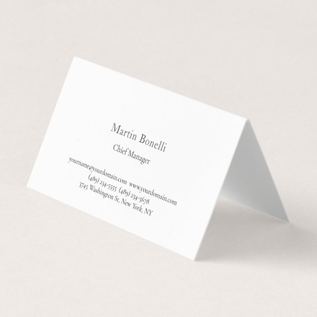 Carte De Visite Professionnel Unique Classique Simple Blanc Uni (Devant)