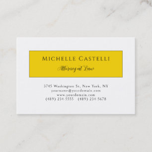 Carte De Visite Professionnel Unique Classique Simple Jaune Blanc