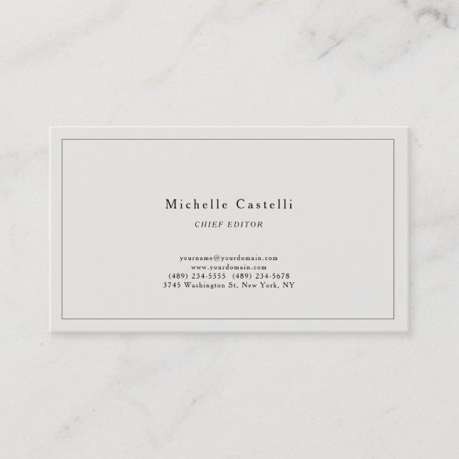 Carte De Visite Professionnel Unique Classique Simple Pastel (Devant)