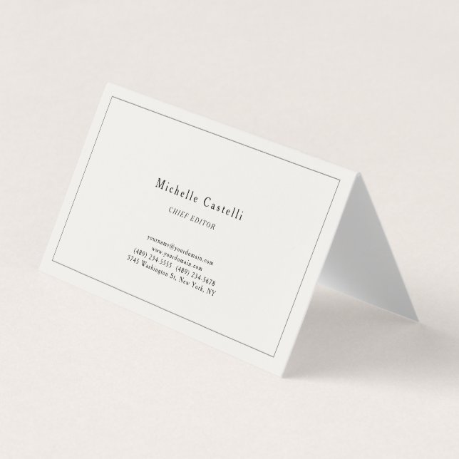 Carte De Visite Professionnel Unique Classique Simple Pastel (Devant)