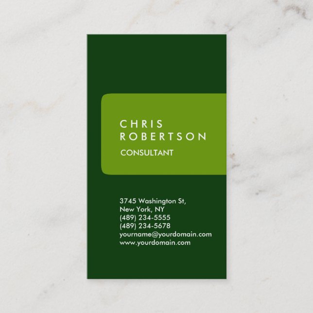 Carte de visite professionnel Vertical Green Strip (Devant)