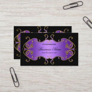 Carte De Visite Professionnel Violet Noir Or Élégant Entreprise