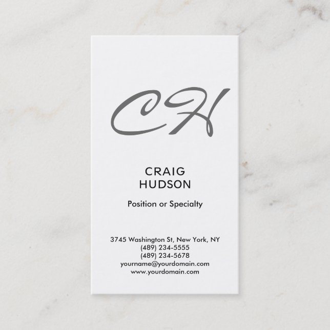 Carte de visite professionnelle à monogramme en éc (Devant)