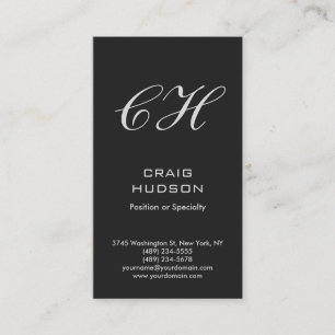 Carte de visite professionnelle à monogramme gris 