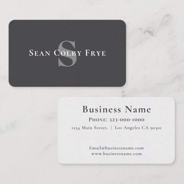 Carte de visite professionnelle à monogramme initi (Devant / Derrière)