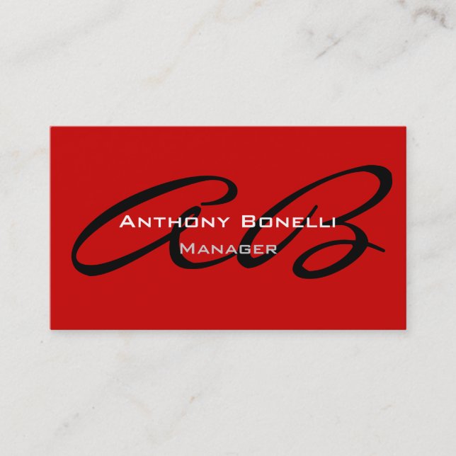 Carte de visite professionnelle à monogramme rouge (Devant)