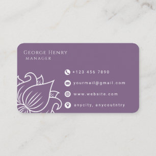 Carte de visite professionnelle à motif floral vio