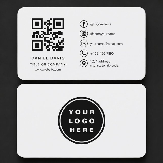 Carte de visite professionnelle avec code QR et lo (Créateur téléchargé)