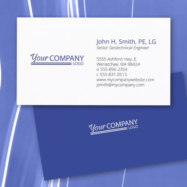 Carte de visite professionnelle avec logo bleu de  (Minimalist professional bold blue, primary blue simple business card with blue logo)