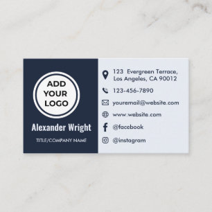 Carte de visite professionnelle avec logo bleu mar