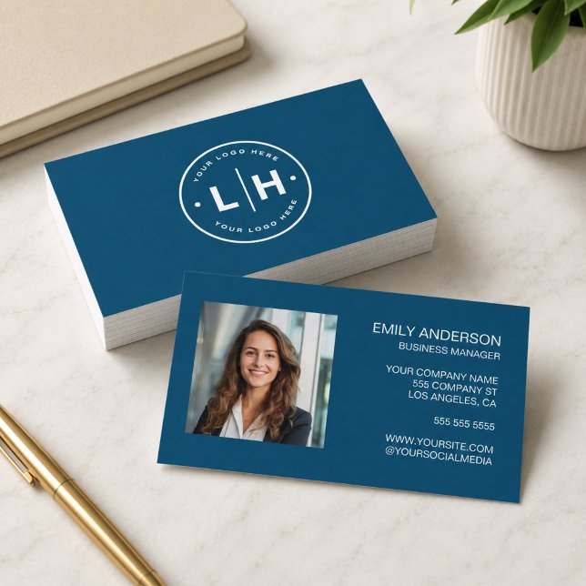 Carte de visite professionnelle avec logo personna (Modern Personalized Logo Photo Business Card)